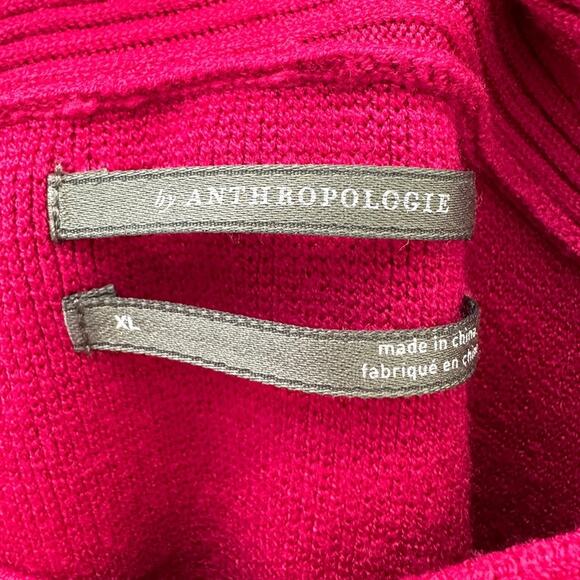 ANTHROPOLOGIE | Elise Off Shoulder Ribbed Sweater Hot Pink Fuchsia | Size XL - Picture 6 of 8